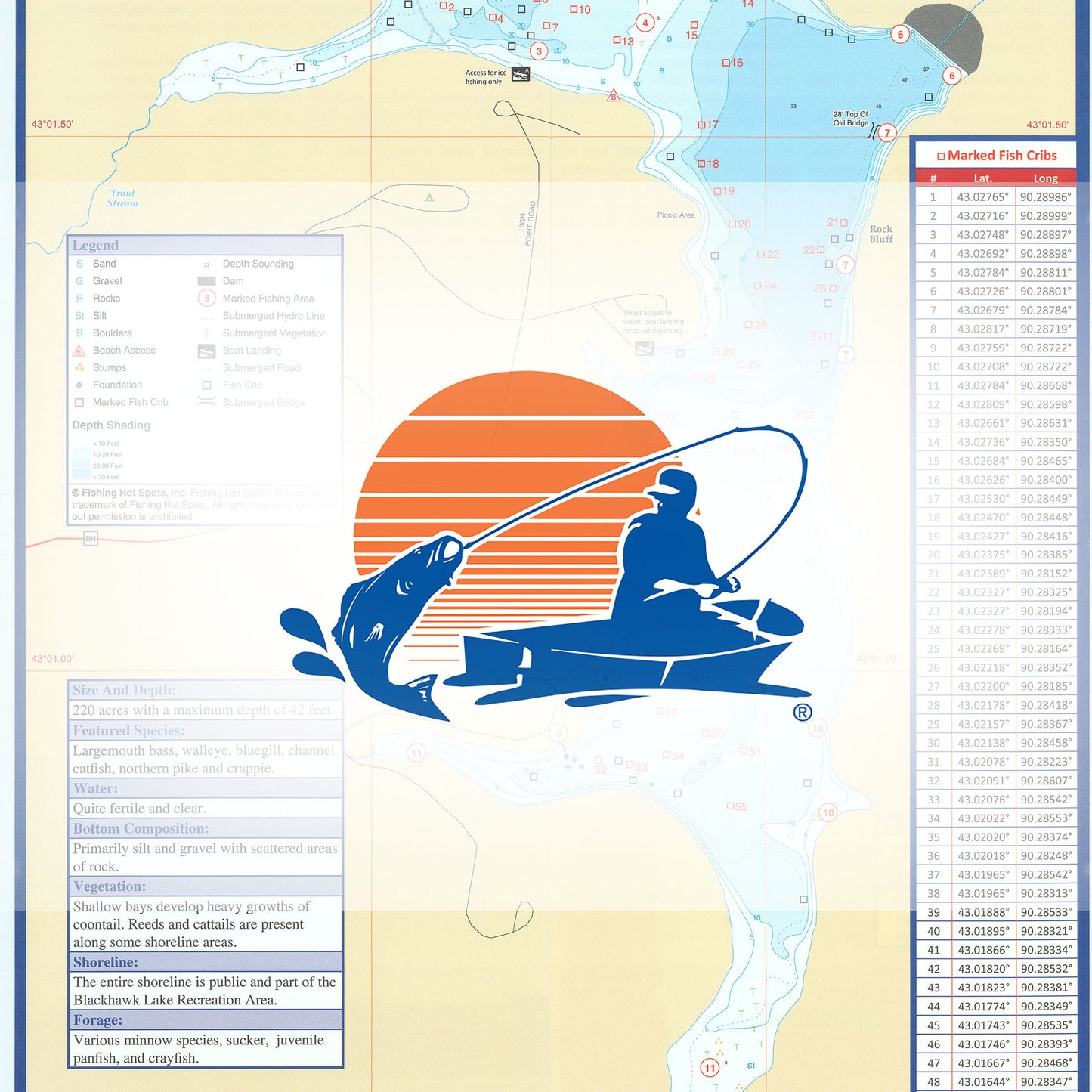 Blackhawk Lake (Iowa Co) Fishing Map