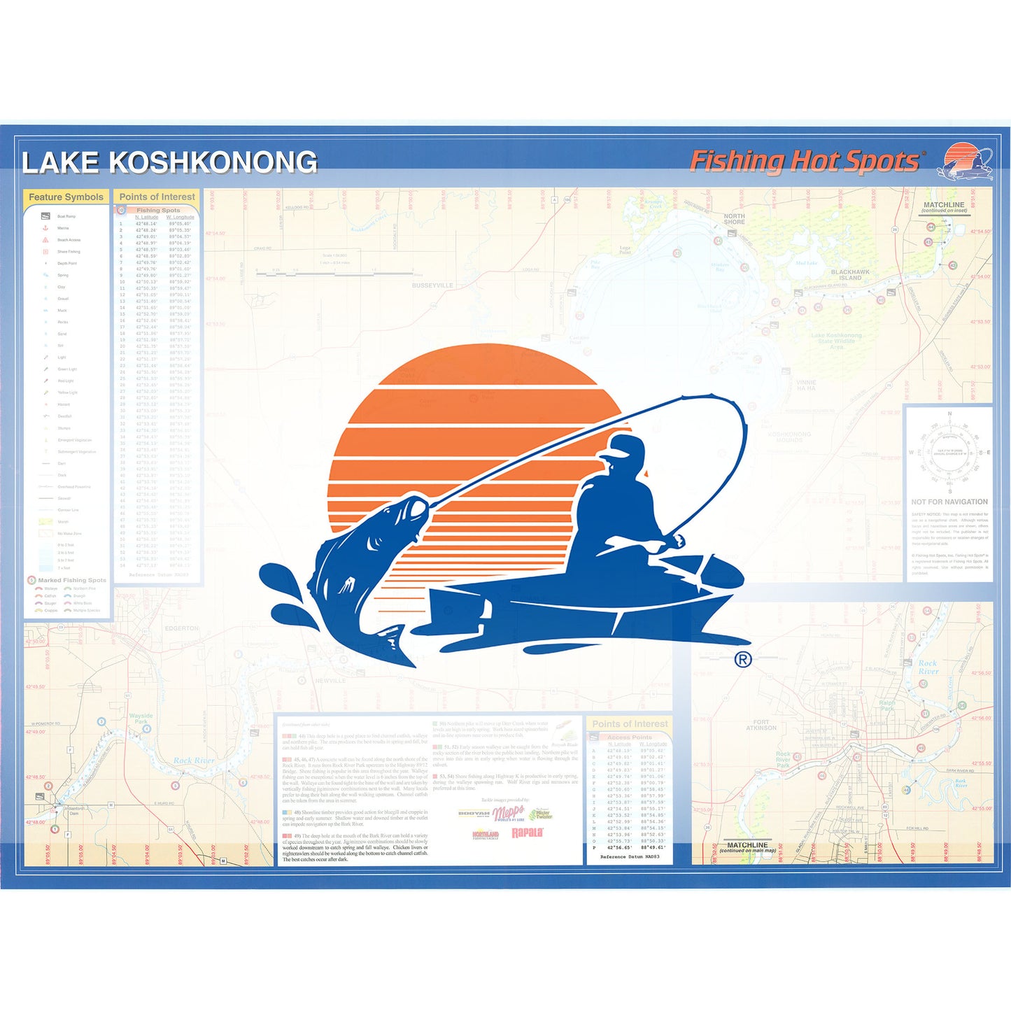 Lake Koshkonong/Rock River Fishing Map (Jefferson Co)