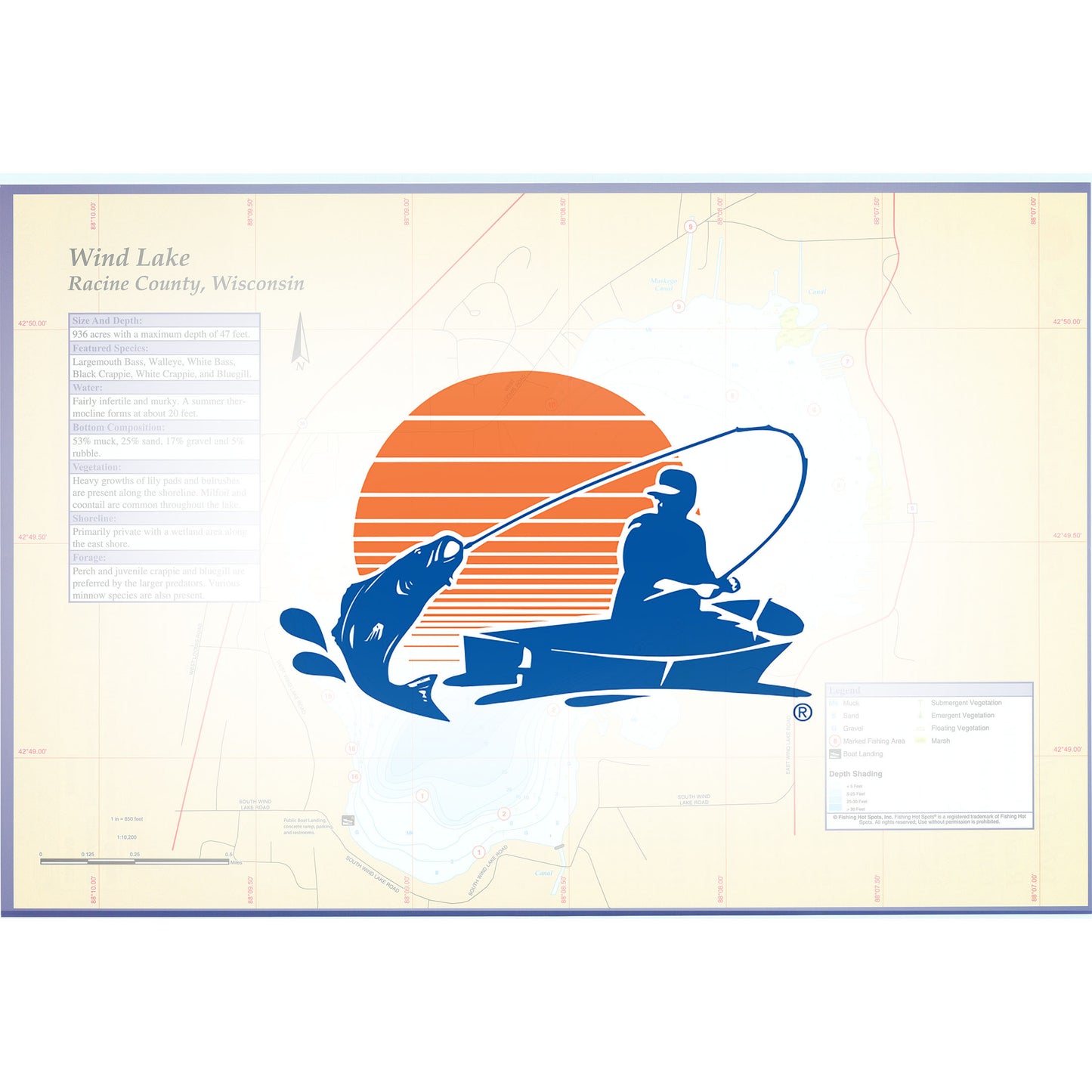Wind Lake (Racine Co) Fishing Map