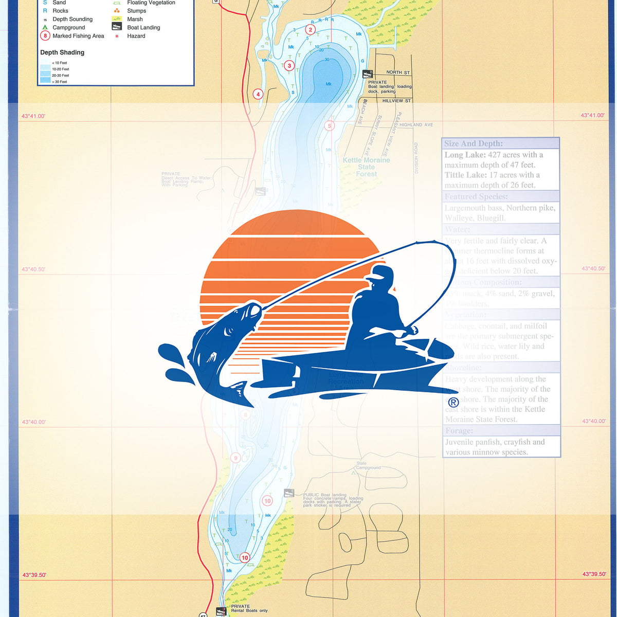 Long Lake (Fond du Lac Co) Fishing Map