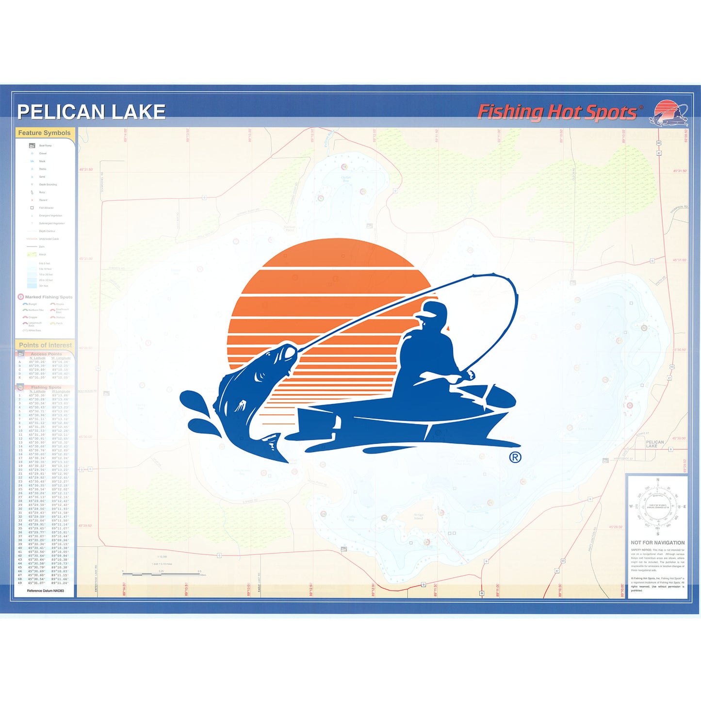 Pelican Lake (Oneida Co., WI) Fishing Map