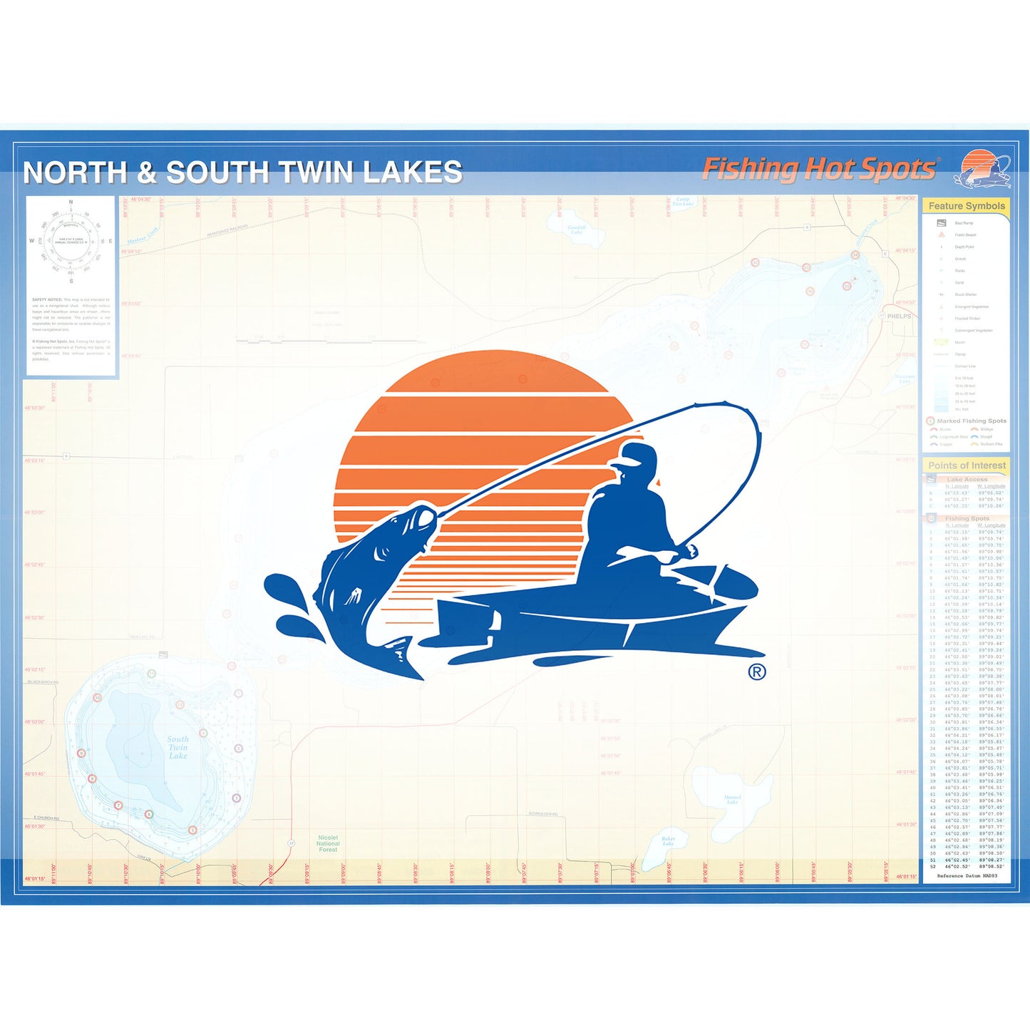 North & South Twin Lakes (Vilas Co) Fishing Map