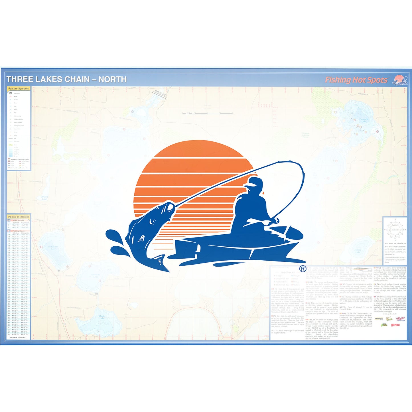 Three Lakes Chain-North (Oneida Co) Fishing Map