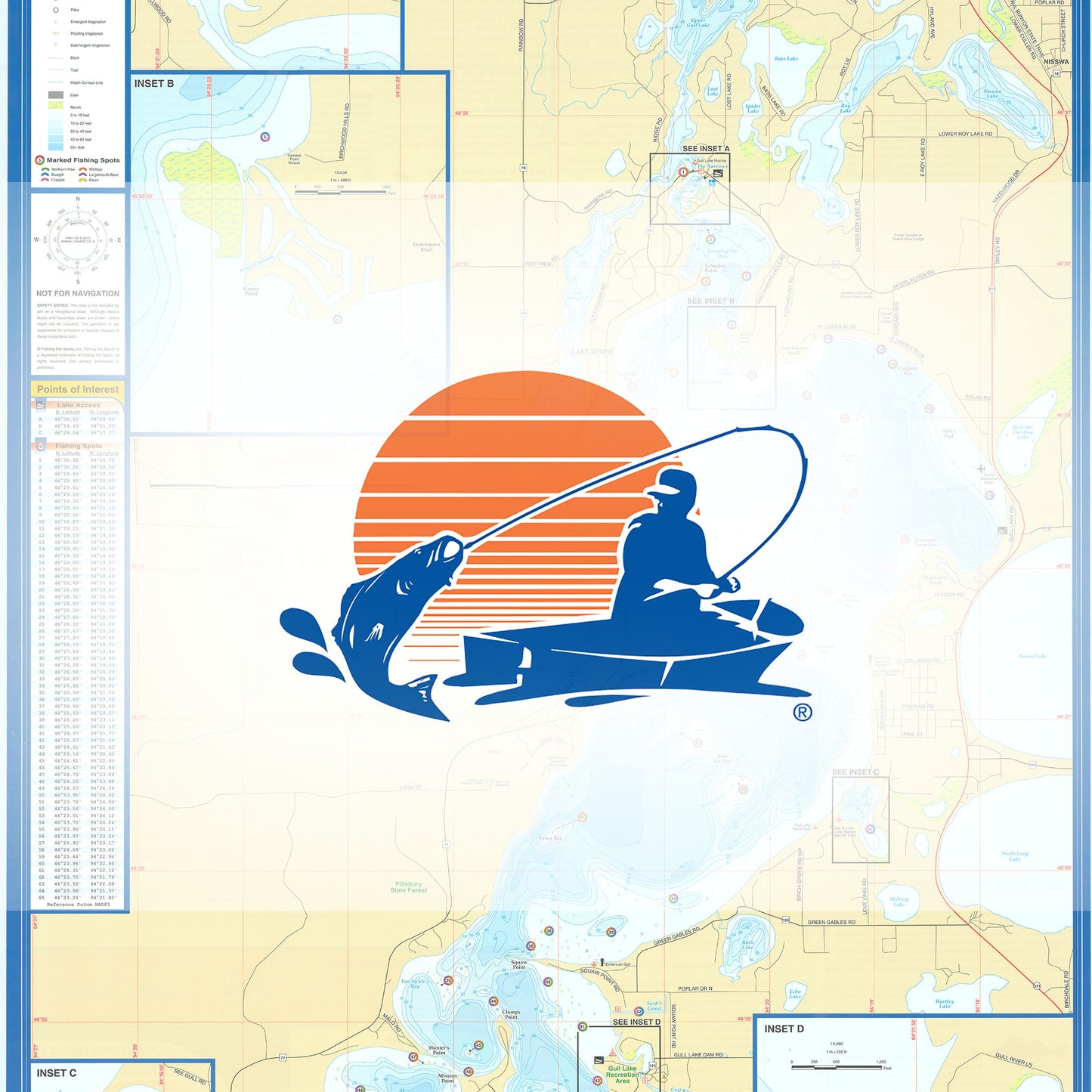 Gull Lake (Crow Wing/Cass Co. Fishing Map, MN) Fishing Map