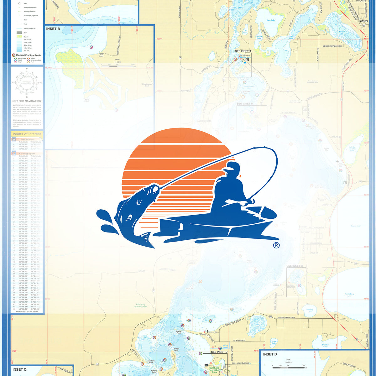 Gull Lake (Crow Wing/Cass Co. Fishing Map, MN) Fishing Map
