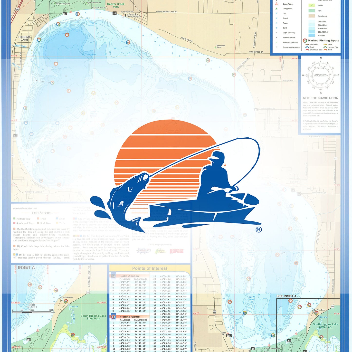 Higgins Lake Fishing Map
