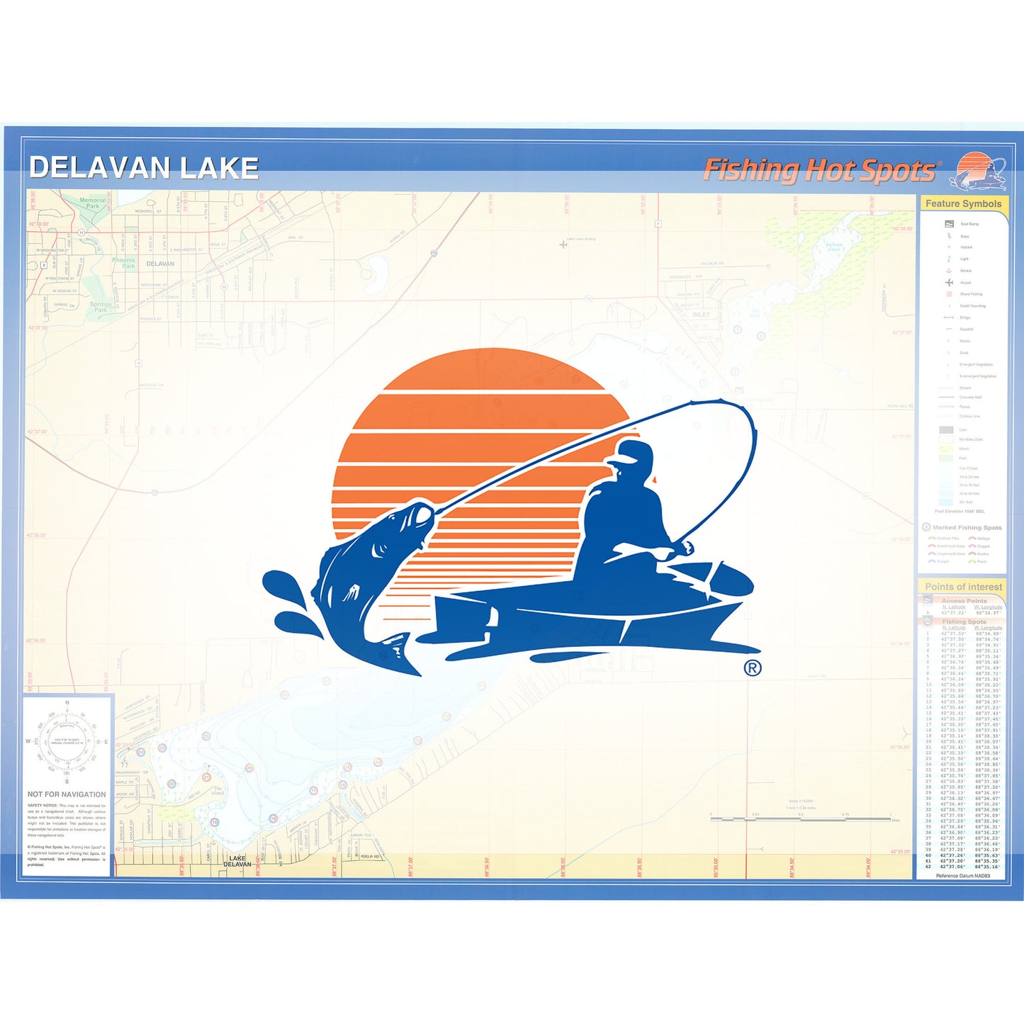 Delavan Lake (Walworth Co) Fishing Map