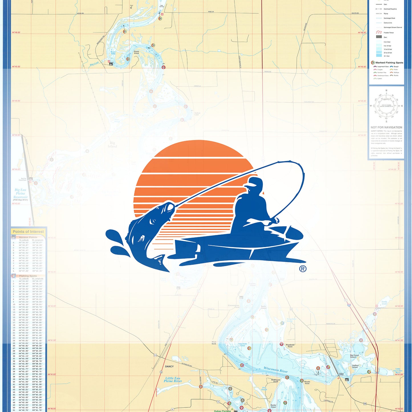 Lake DuBay Fishing Map (Marathon/Portage Co)