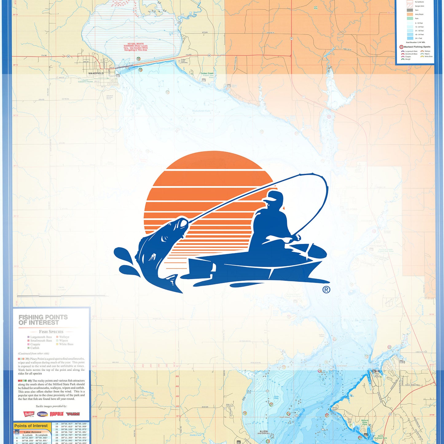 Milford Lake Fishing Map