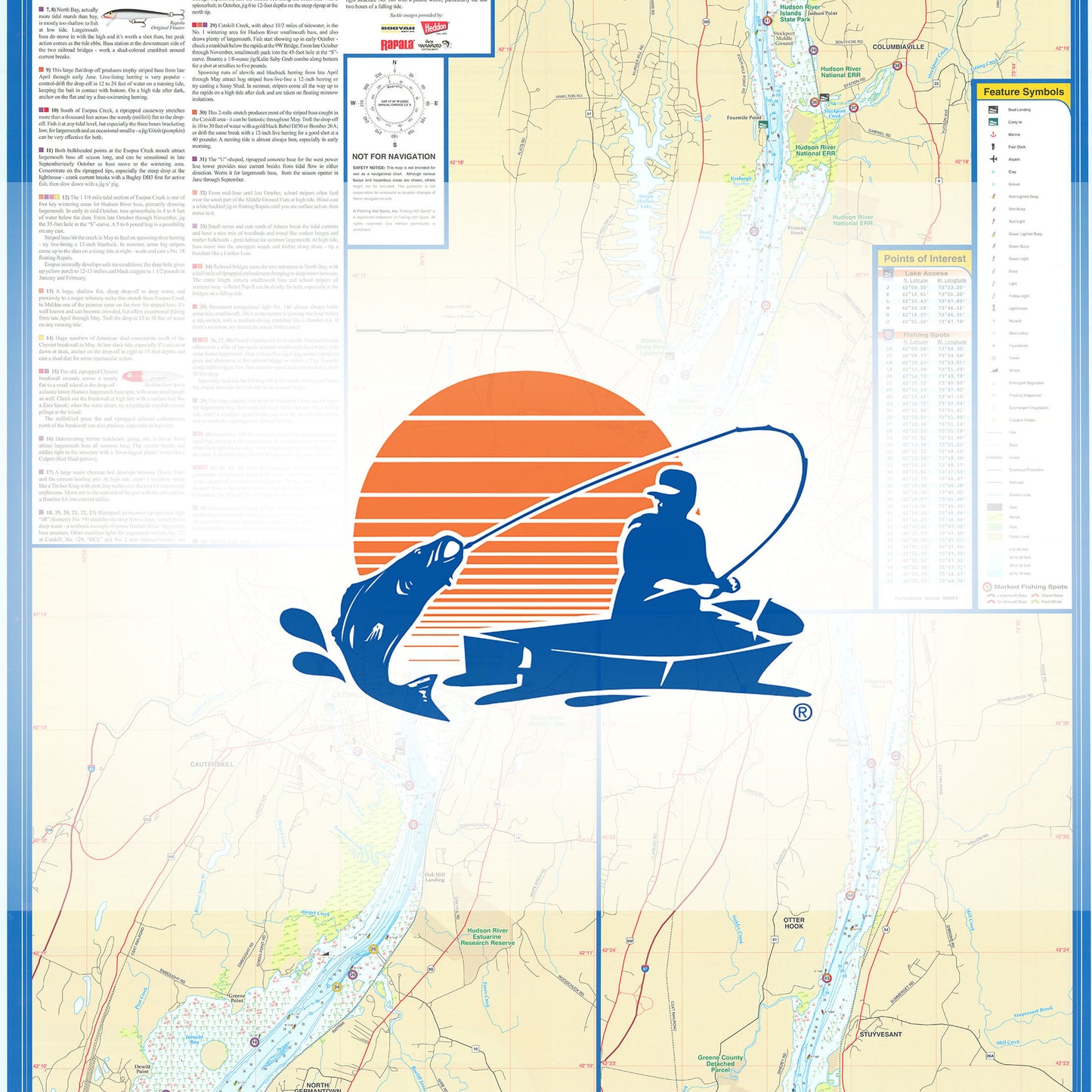 Hudson River-North (Kingston-Coxsackie) Fishing Map