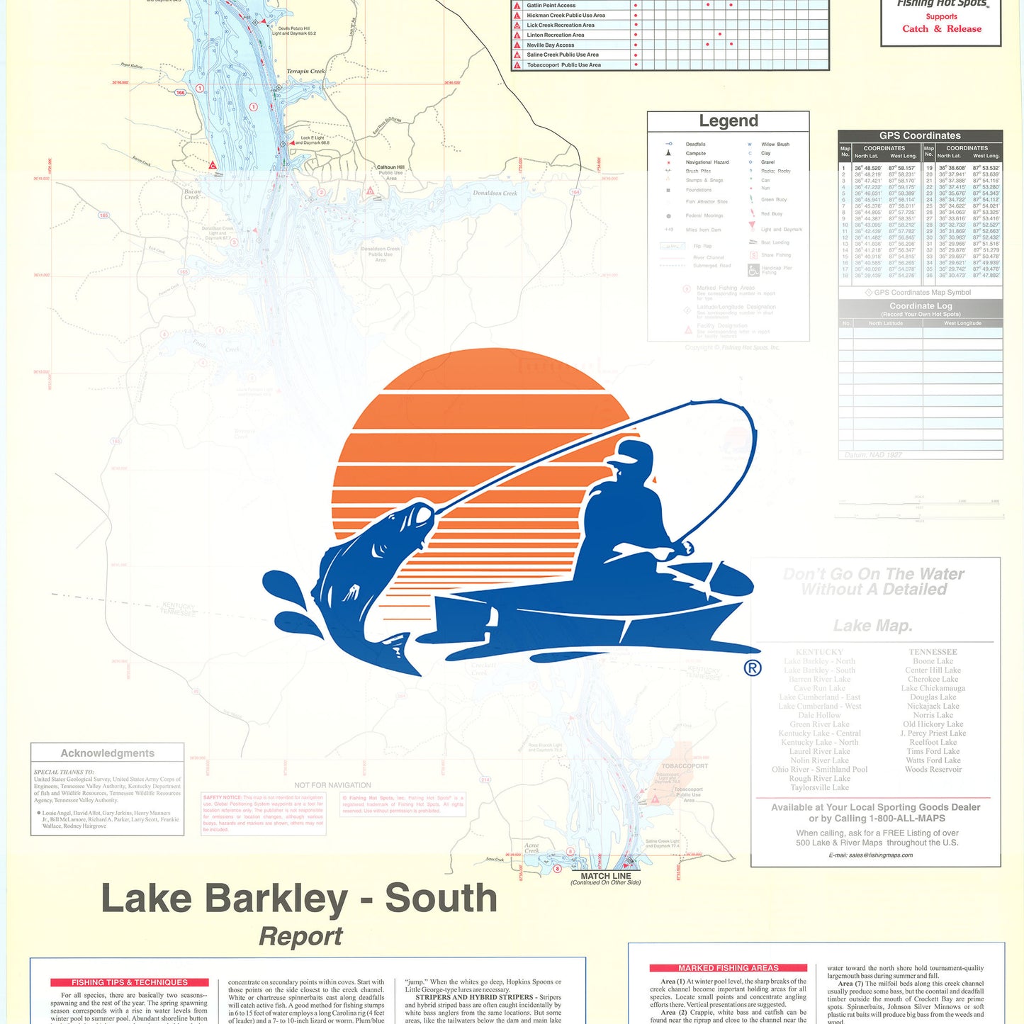 Lake Barkley South Fishing Map (Hwy 68 Bridge to Dover - TN/KY)