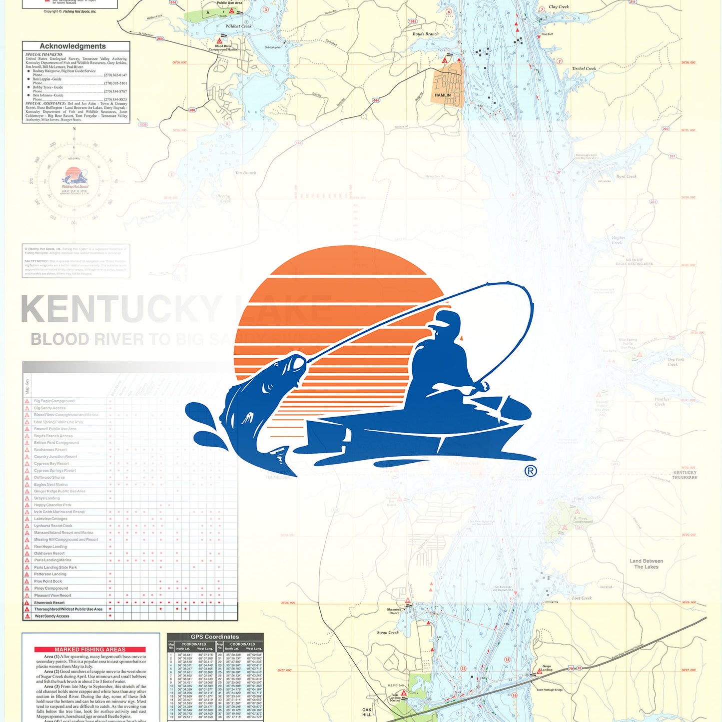 Kentucky Lake-Central (Blood River to Big Sandy - TN/KY) Fishing Map