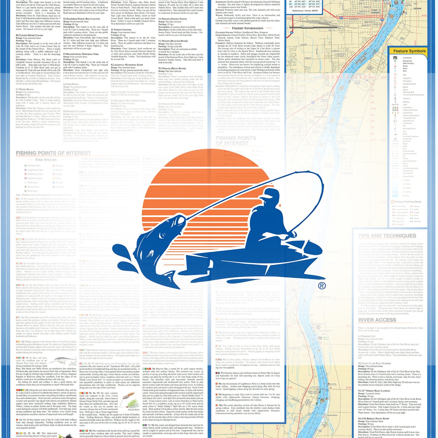 Lake St. Clair/St. Clair River Fishing Map (MI/ONT)
