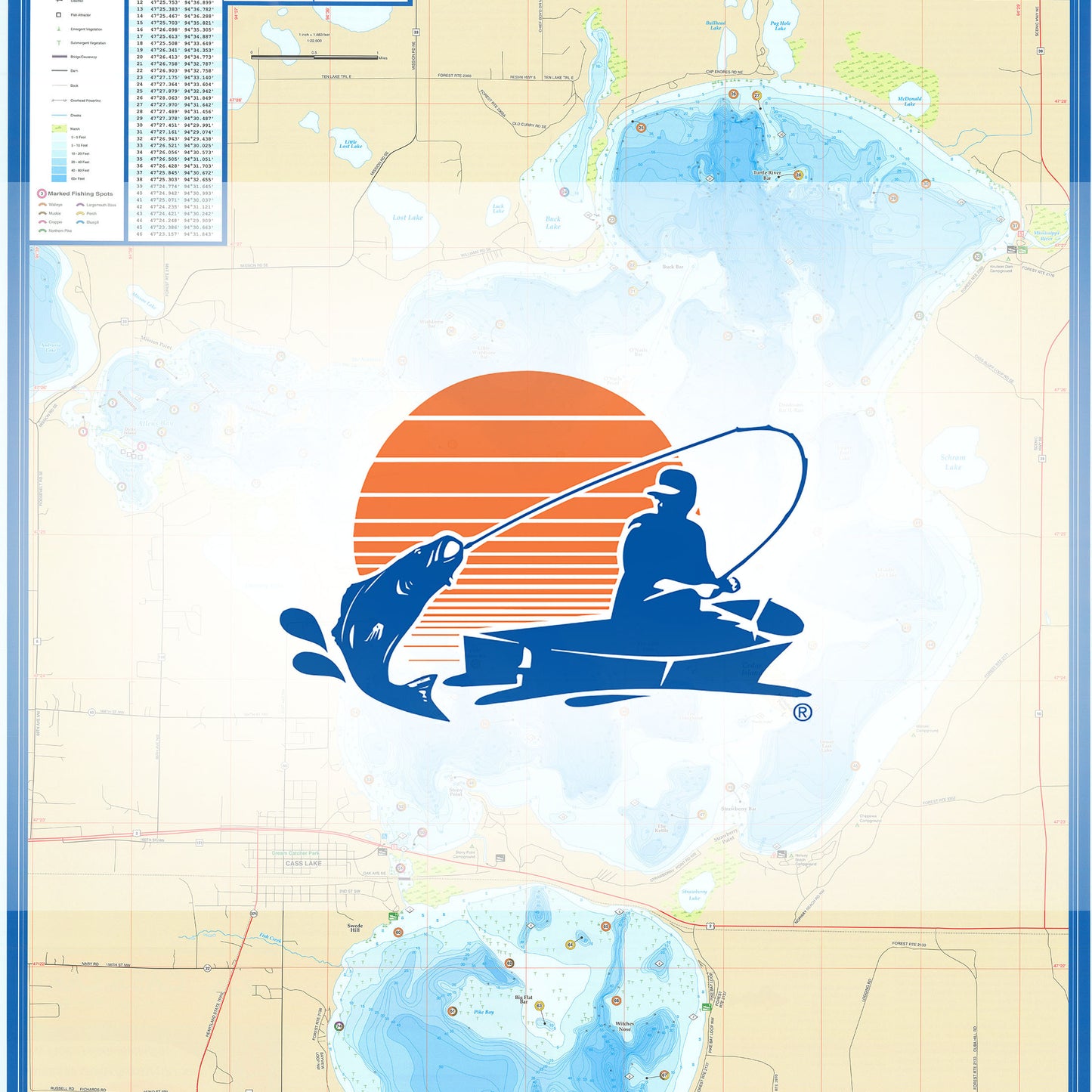 Cass Lake/Pike Bay Fishing Map