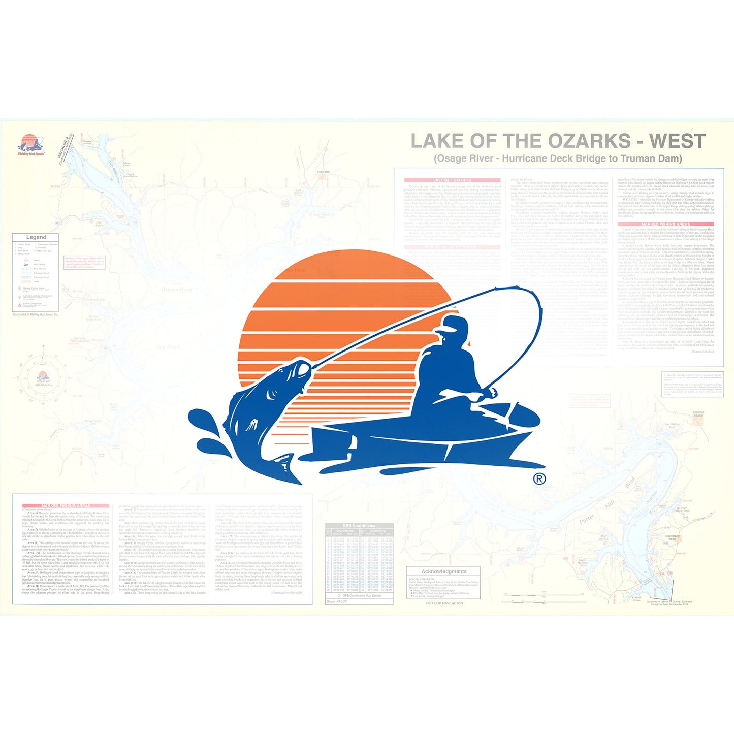 Lake of the Ozarks-West (Truman Dam to Hurricane Deck Bridge) Fishing Map
