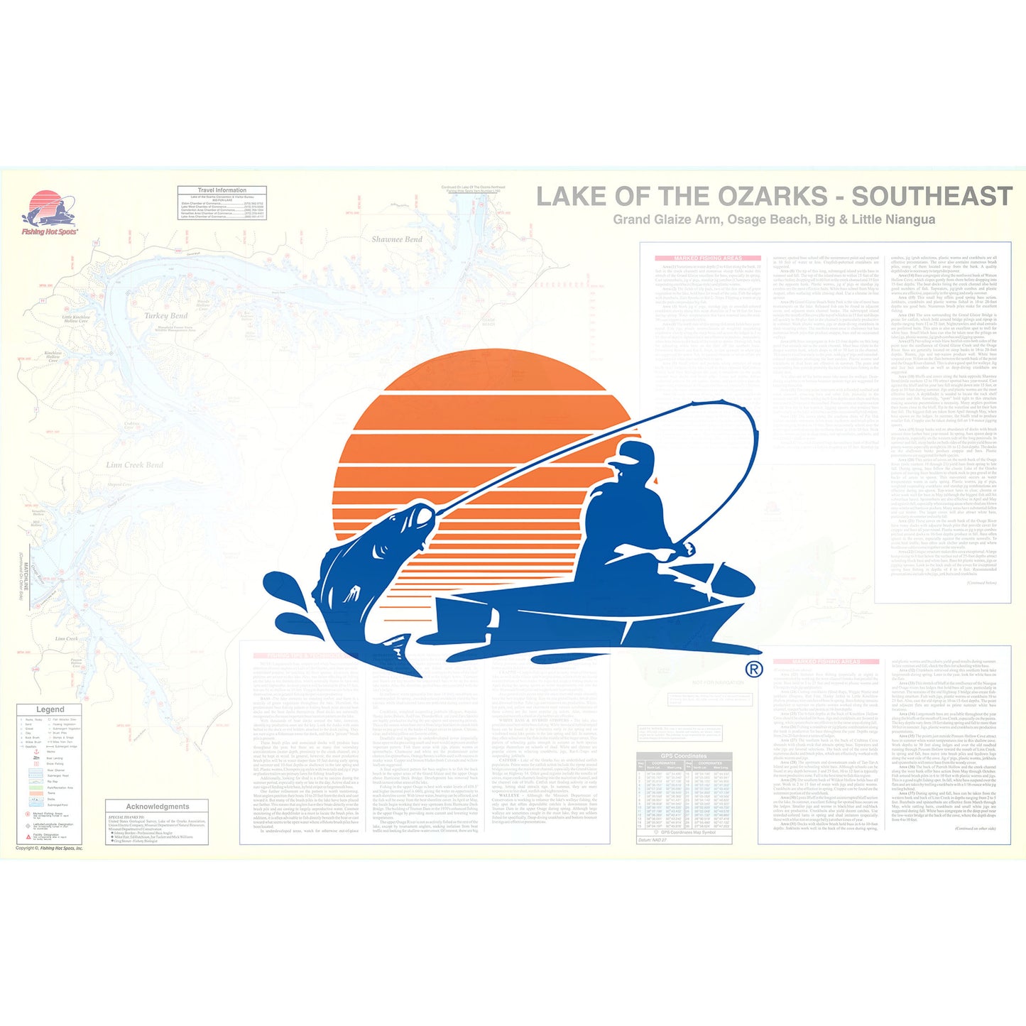 Lake of the Ozarks-Southeast (Hurricane Deck to Milemarker 17) Fishing Map