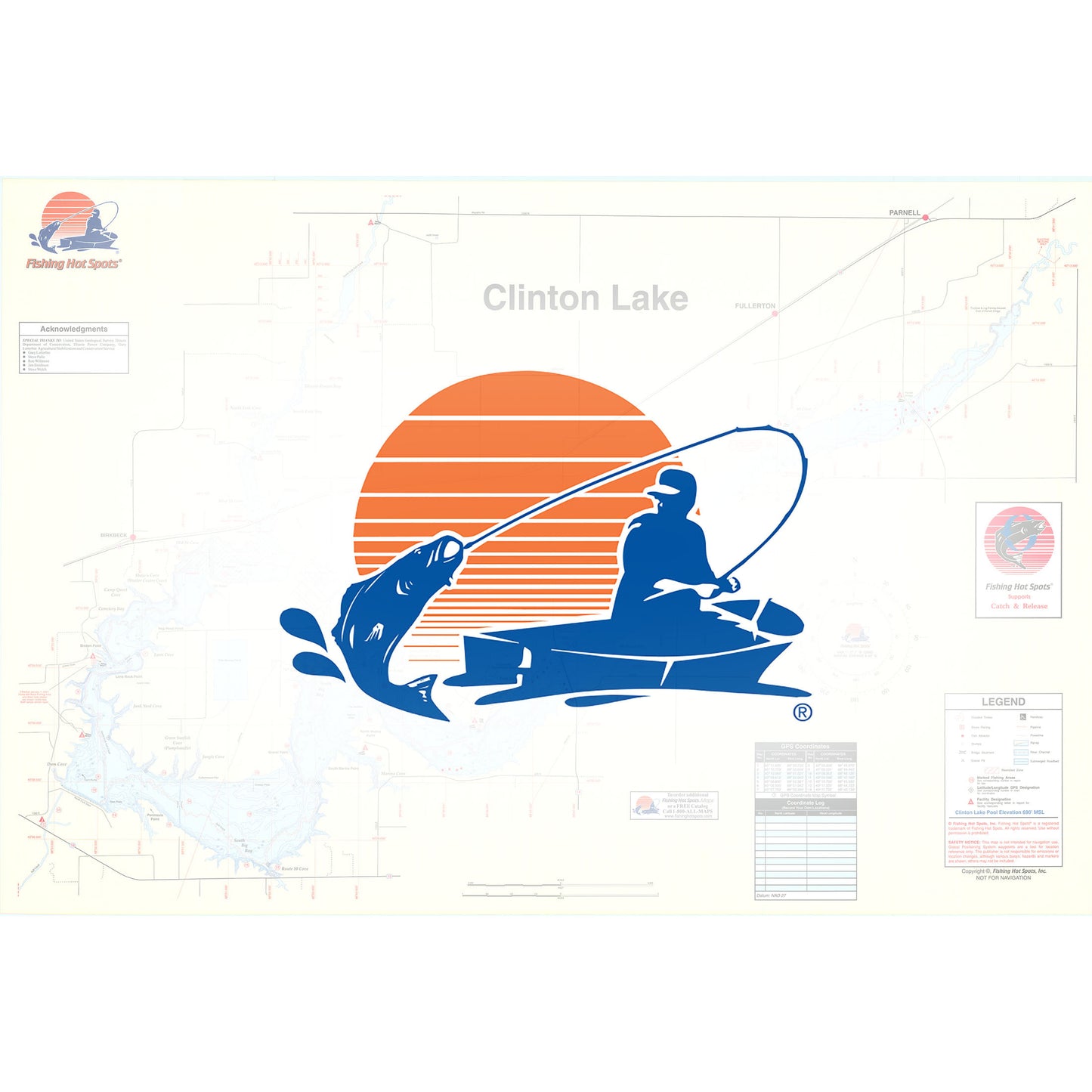 Clinton Lake (Illinois) Fishing Map