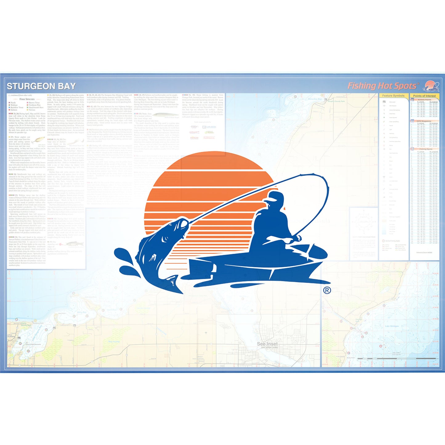 Sturgeon Bay, Lake Michigan Fishing Map (Door Co)