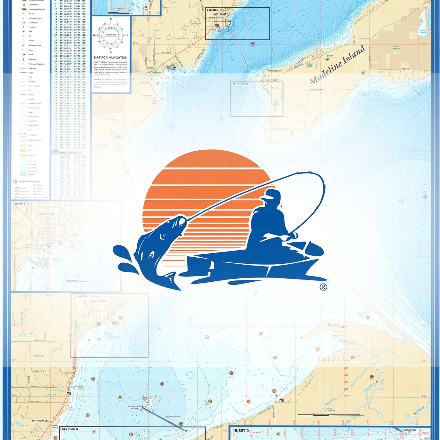 Chequamegon Bay-Superior Fishing Map (Ashland/Bayfield Co)