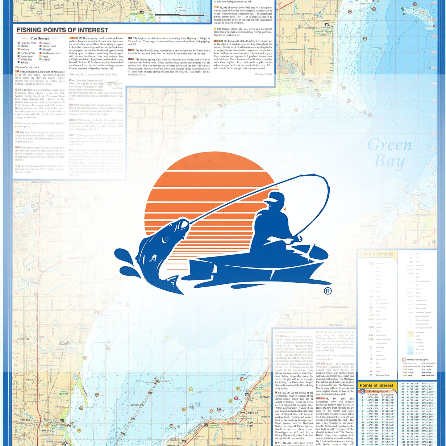 Green Bay - (Includes Lower Fox River) Fishing Map