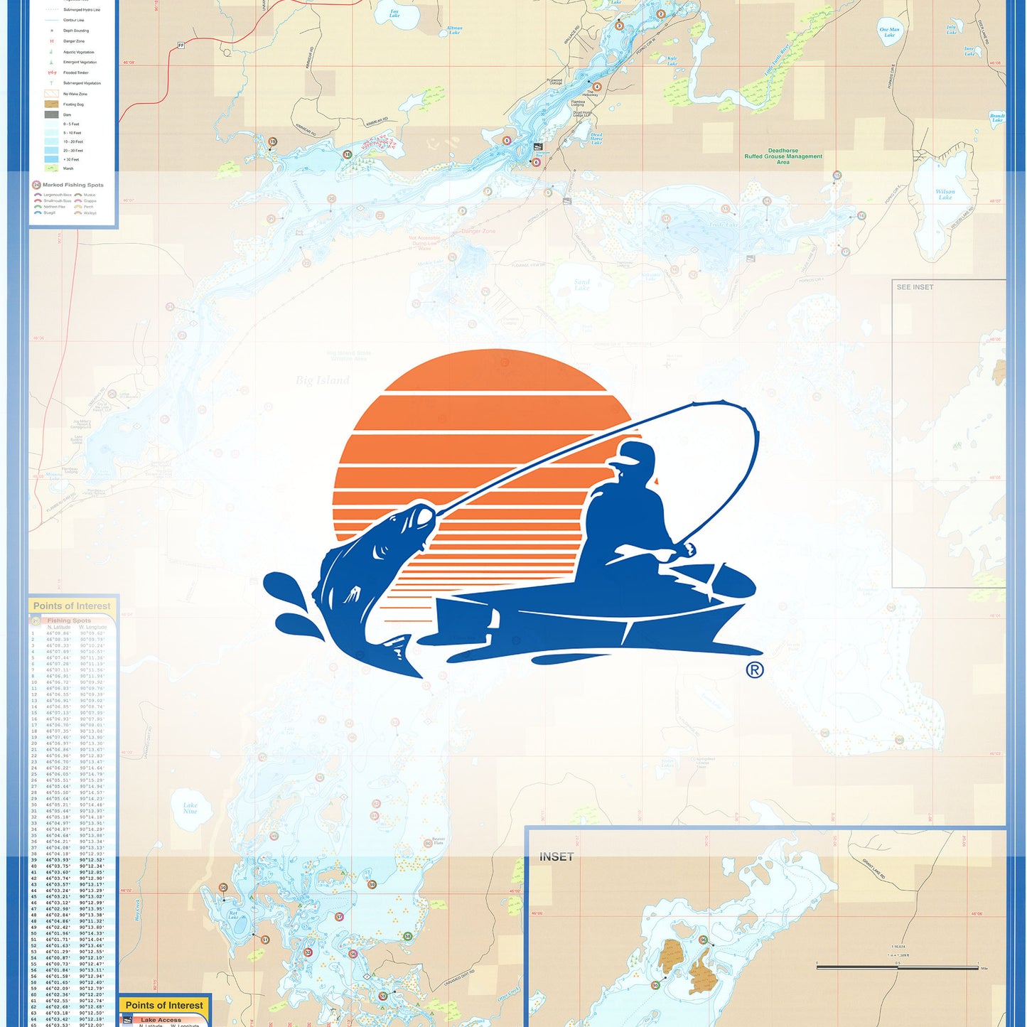 Turtle-Flambeau Flowage (Iron Co) Fishing Map