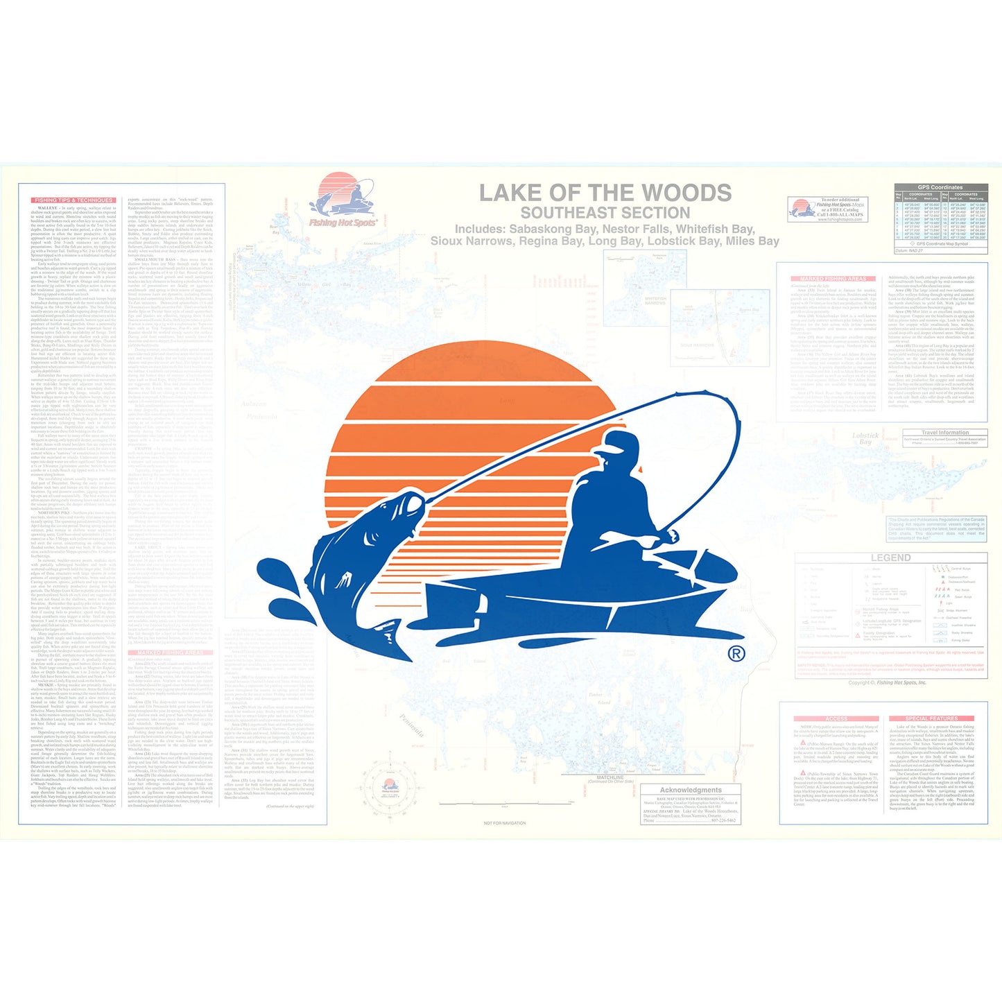 Lake of the Woods Southeast Fishing Map, Lake (incl. Sioux Narrows/Nestor Falls)