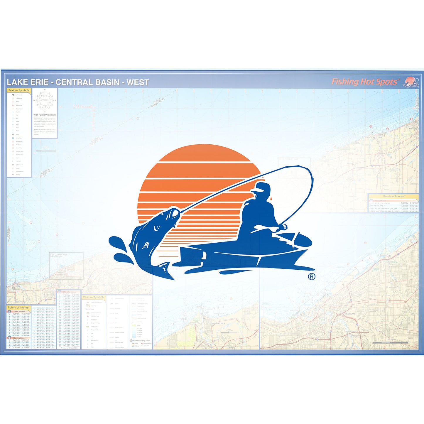 Lake Erie Fishing Map - Central Basin West (Ruggles Beach to Geneva, Ohio)