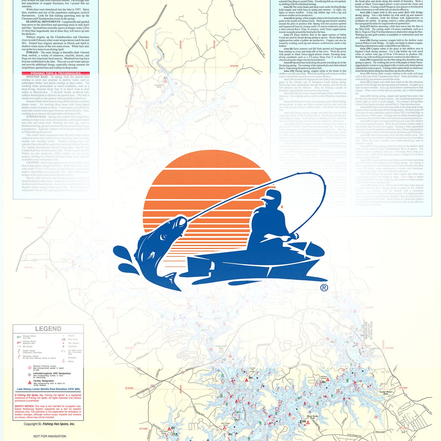 Lake Sidney Lanier North Fishing Map (North of Browns Bridge)