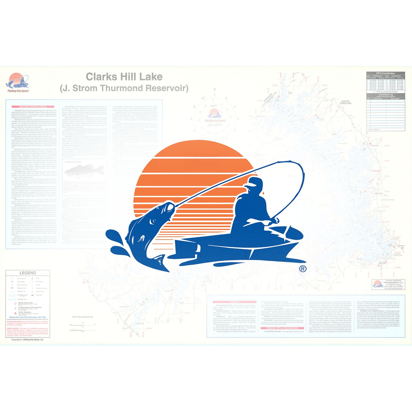 Clarks Hill Lake (J. Strom Thurmond - GA/SC) Fishing Map
