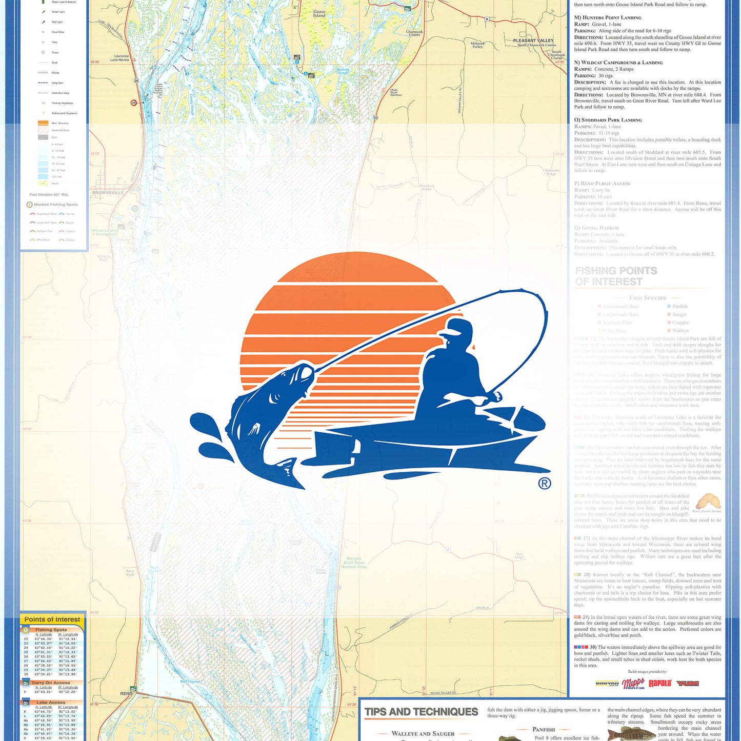 Mississippi River-Pool 8 Fishing Map