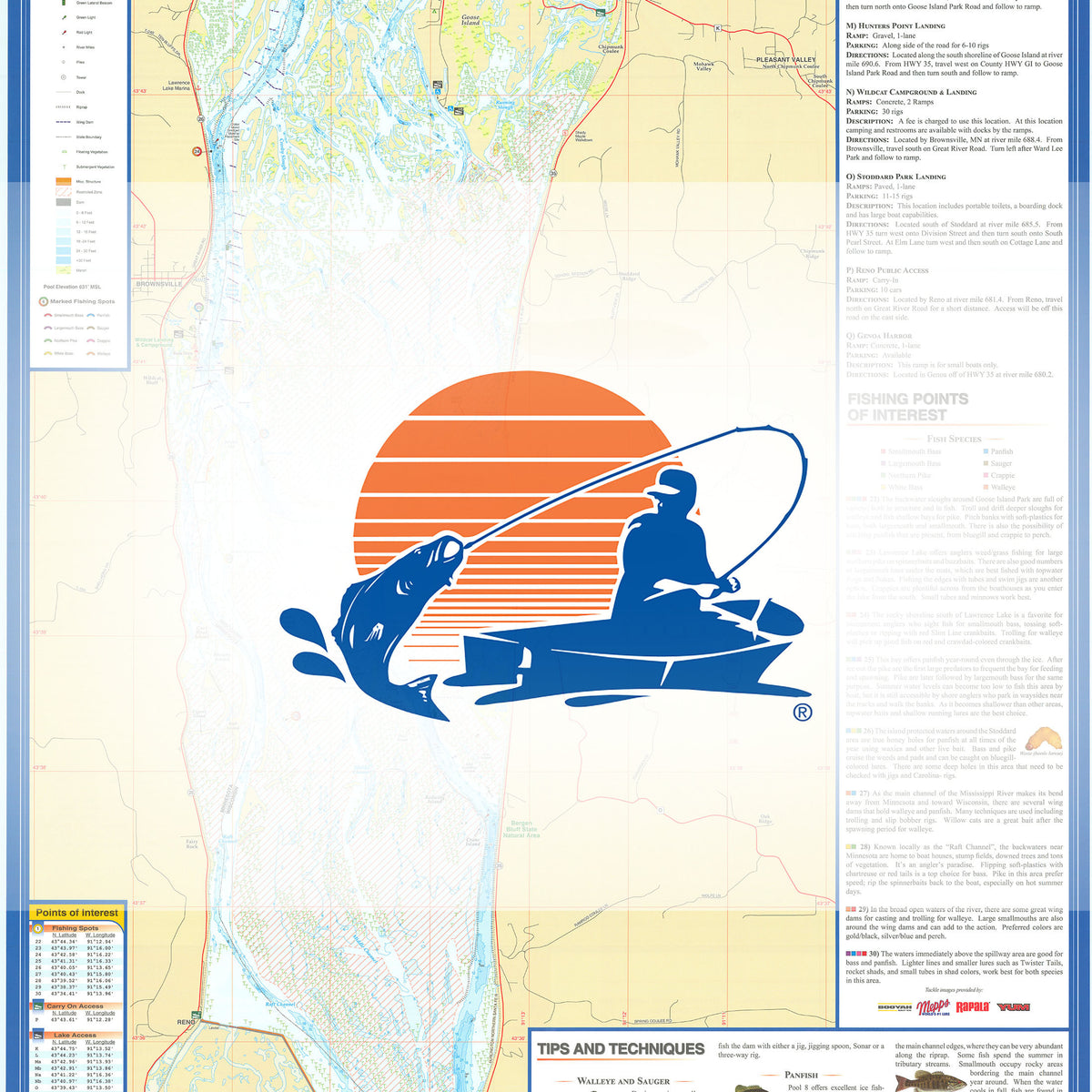 Mississippi River-Pool 8 Fishing Map
