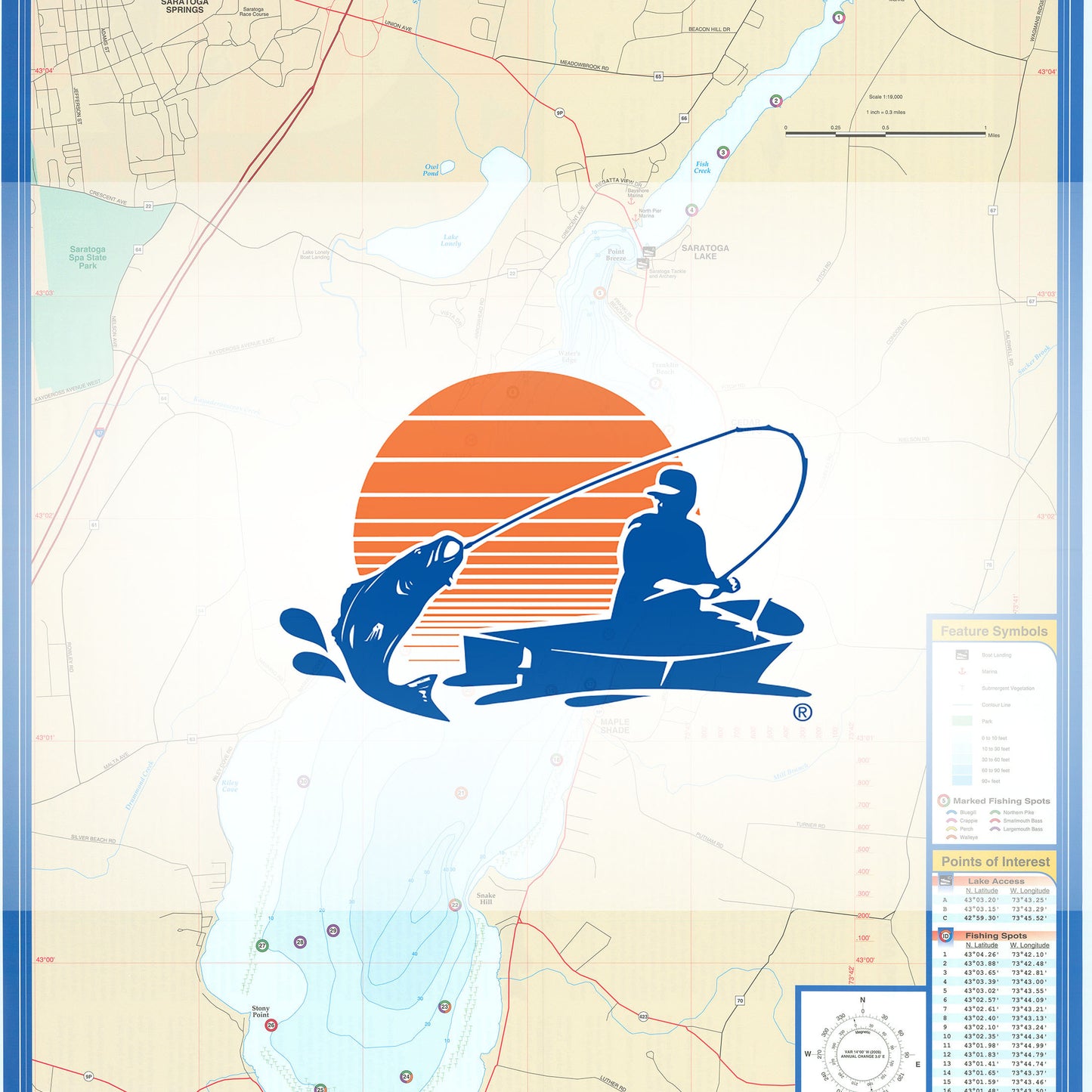 Saratoga Lake Fishing Map