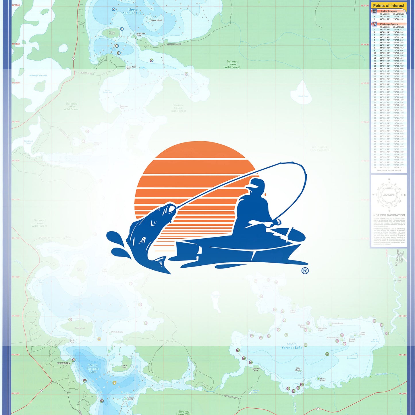 Saranac Chain Fishing Map