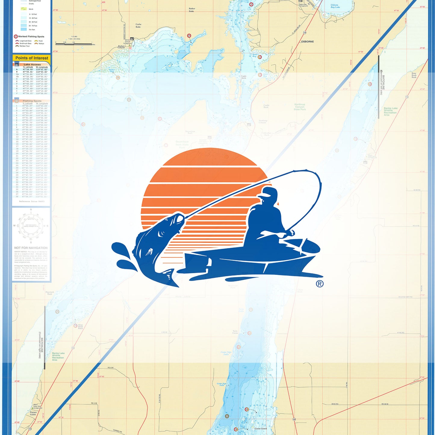 Banks Lake Fishing Map