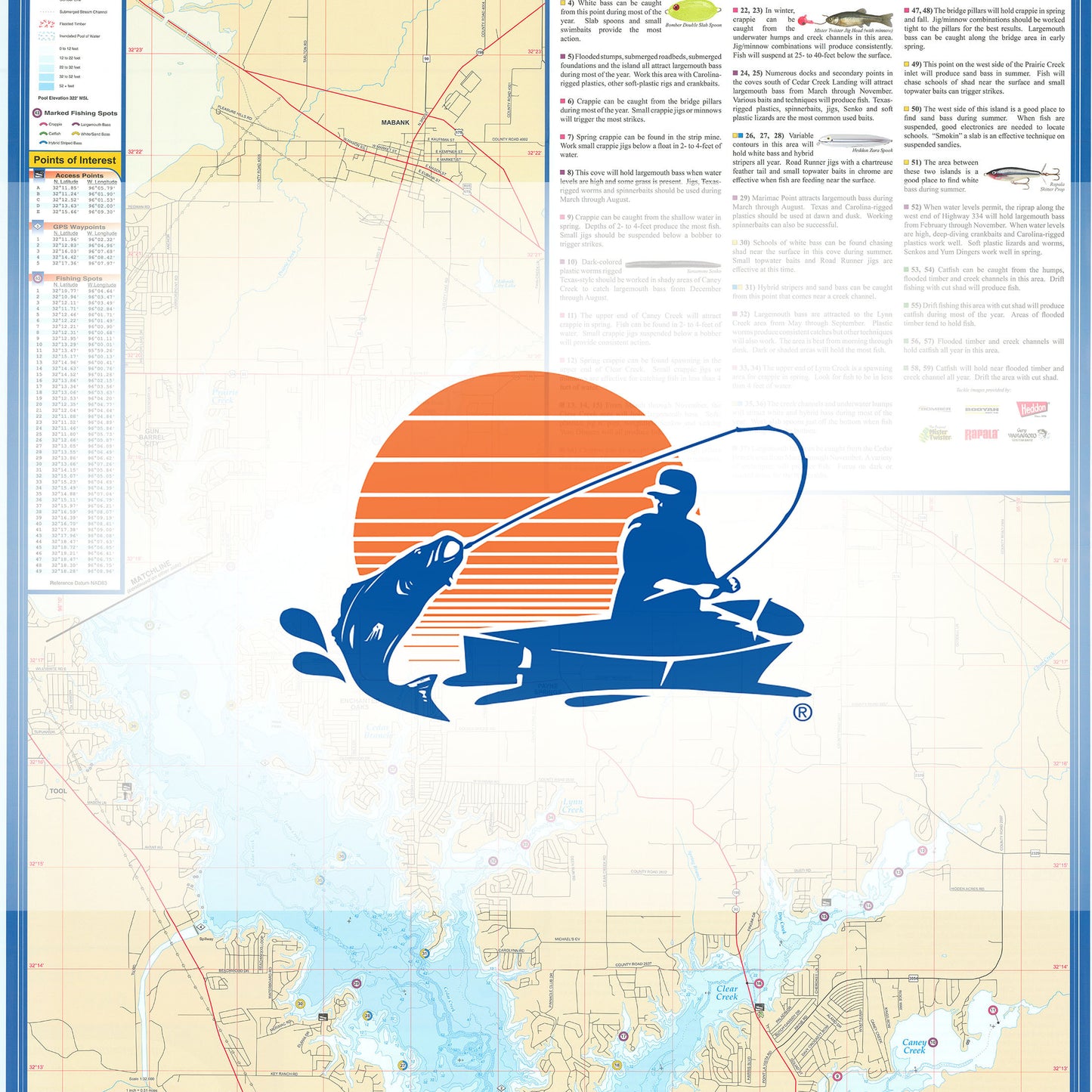 Cedar Creek Lake Fishing Map