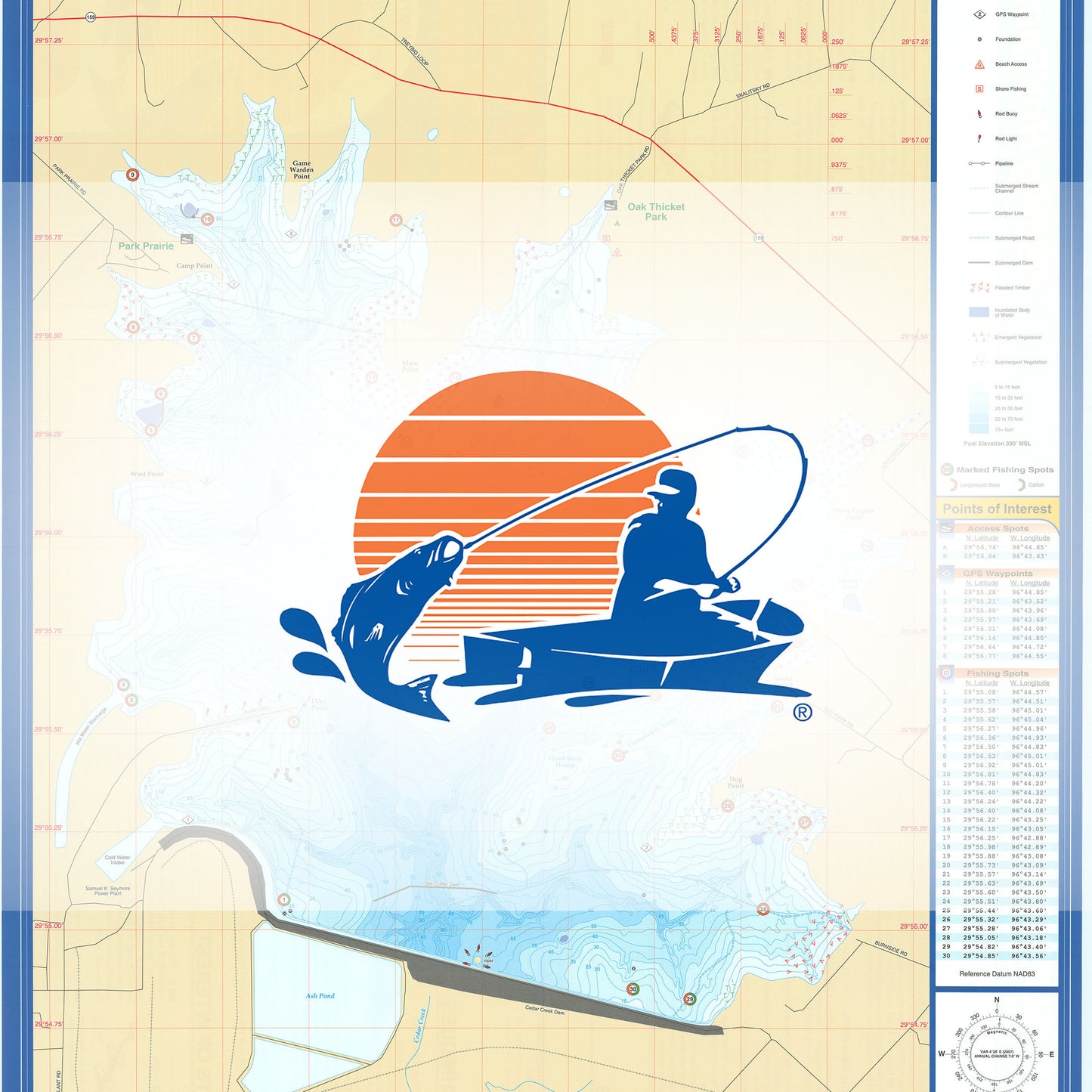 Fayette County Lake Fishing Map