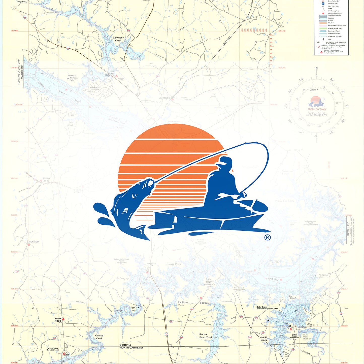 Kerr Reservoir (Buggs Island-West - VA/NC) Fishing Map