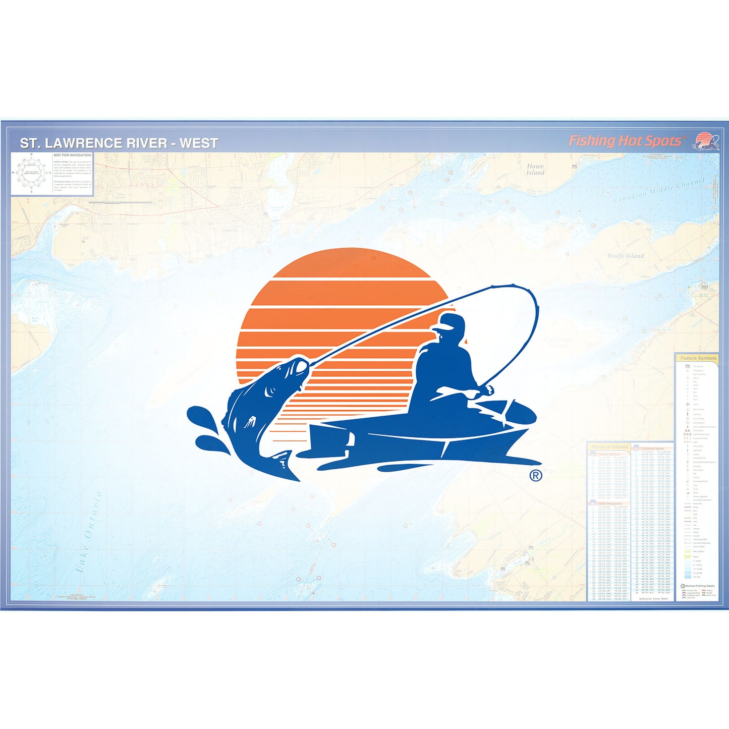St Lawrence River - West (1000 Islands-Lk Ontario to Howe Island) Fishing Map