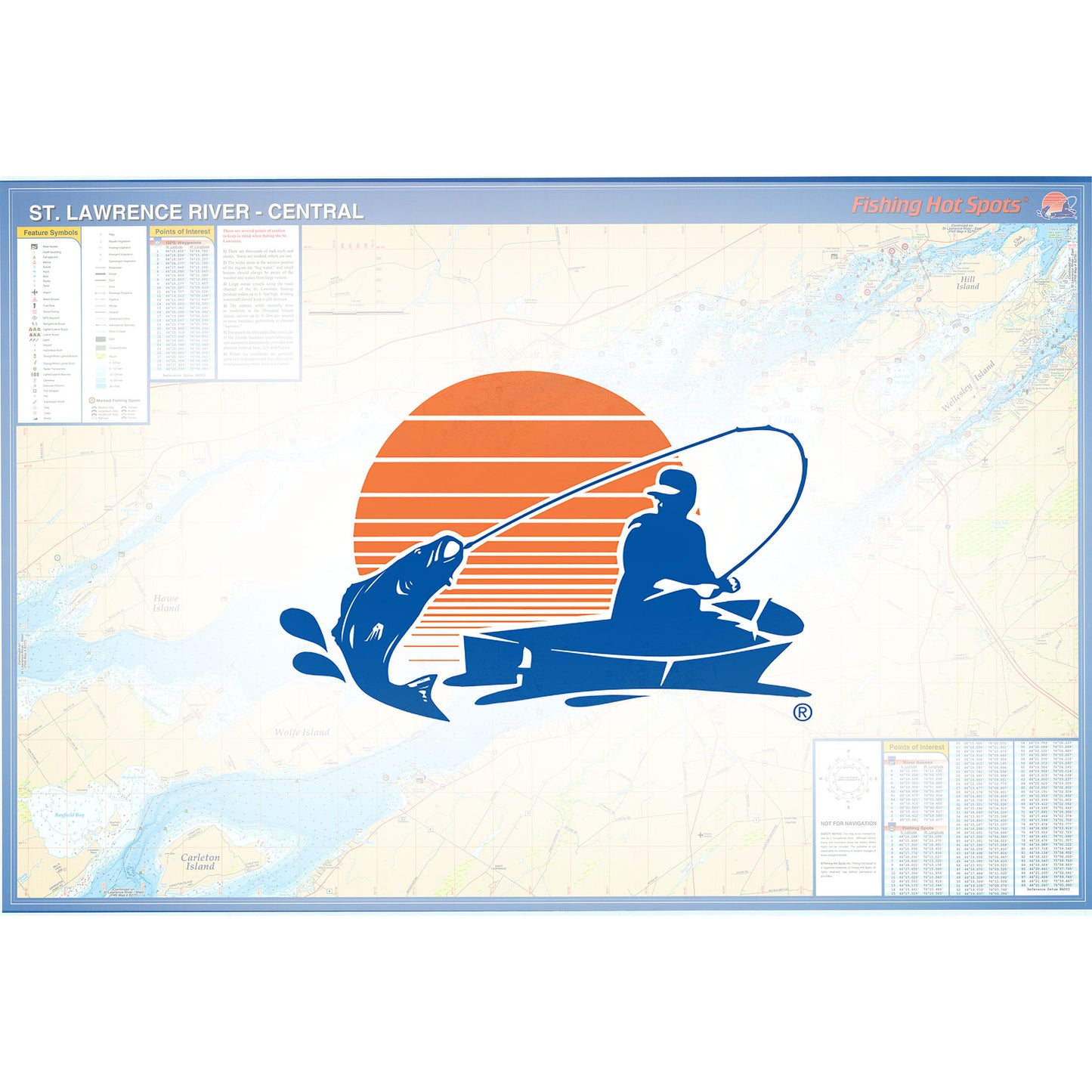 St Lawrence River - Central (1000 Islands-Howe Is to Wellesley Is) Fishing Map