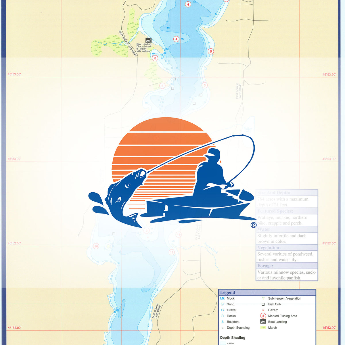 Squaw Lake (Oneida Co) Fishing Map
