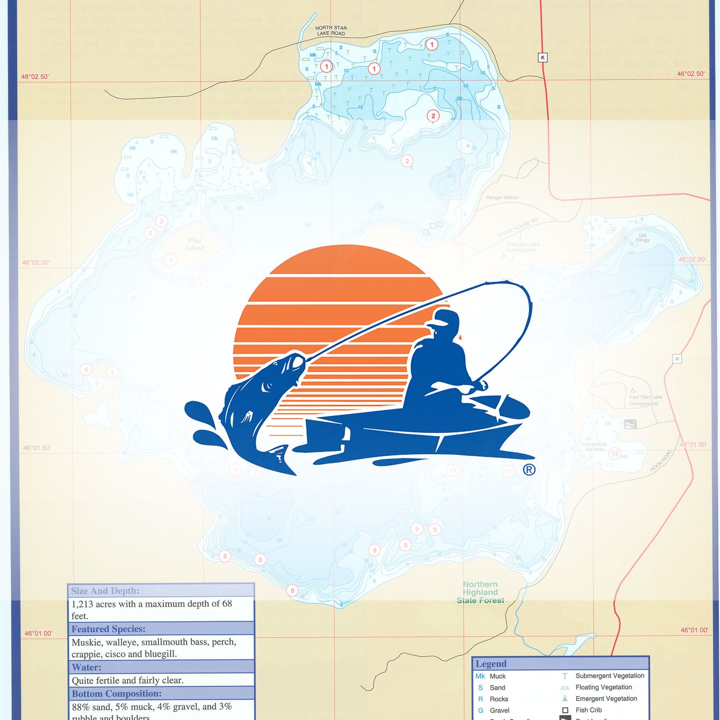 Star Lake (Vilas Co.) fishing map