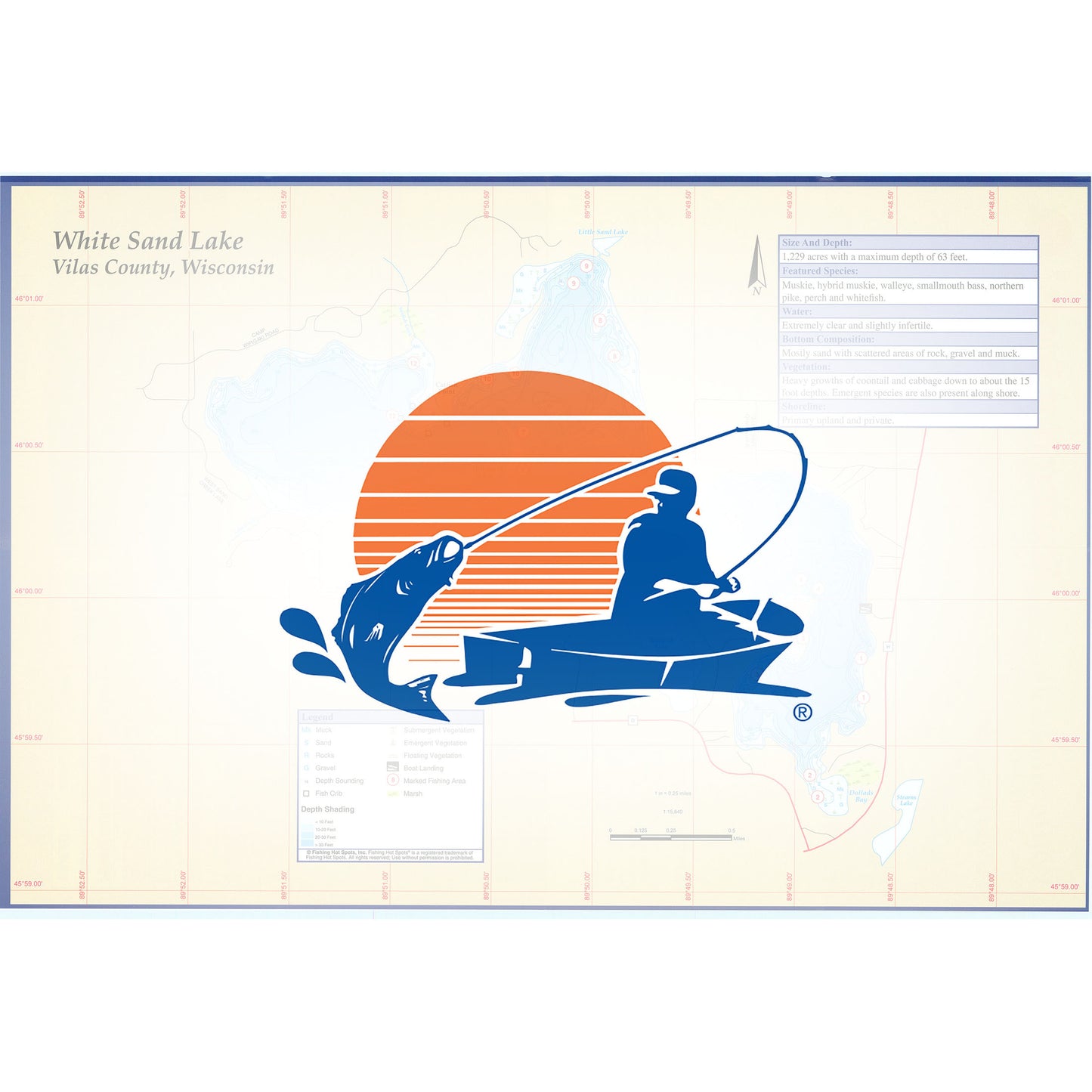 White Sand Lake (Vilas) Fishing Map