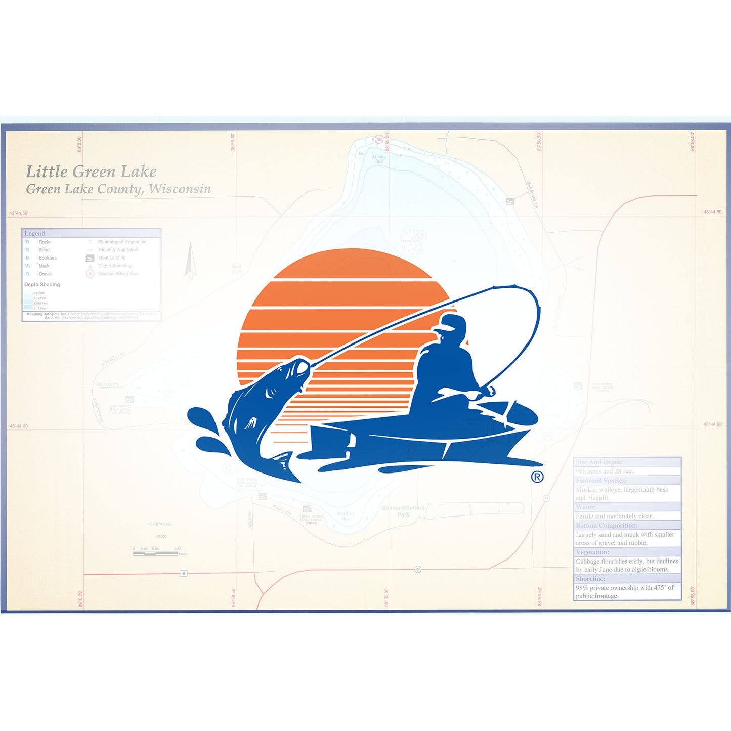 Little Green Lake (Green Co) Fishing Map