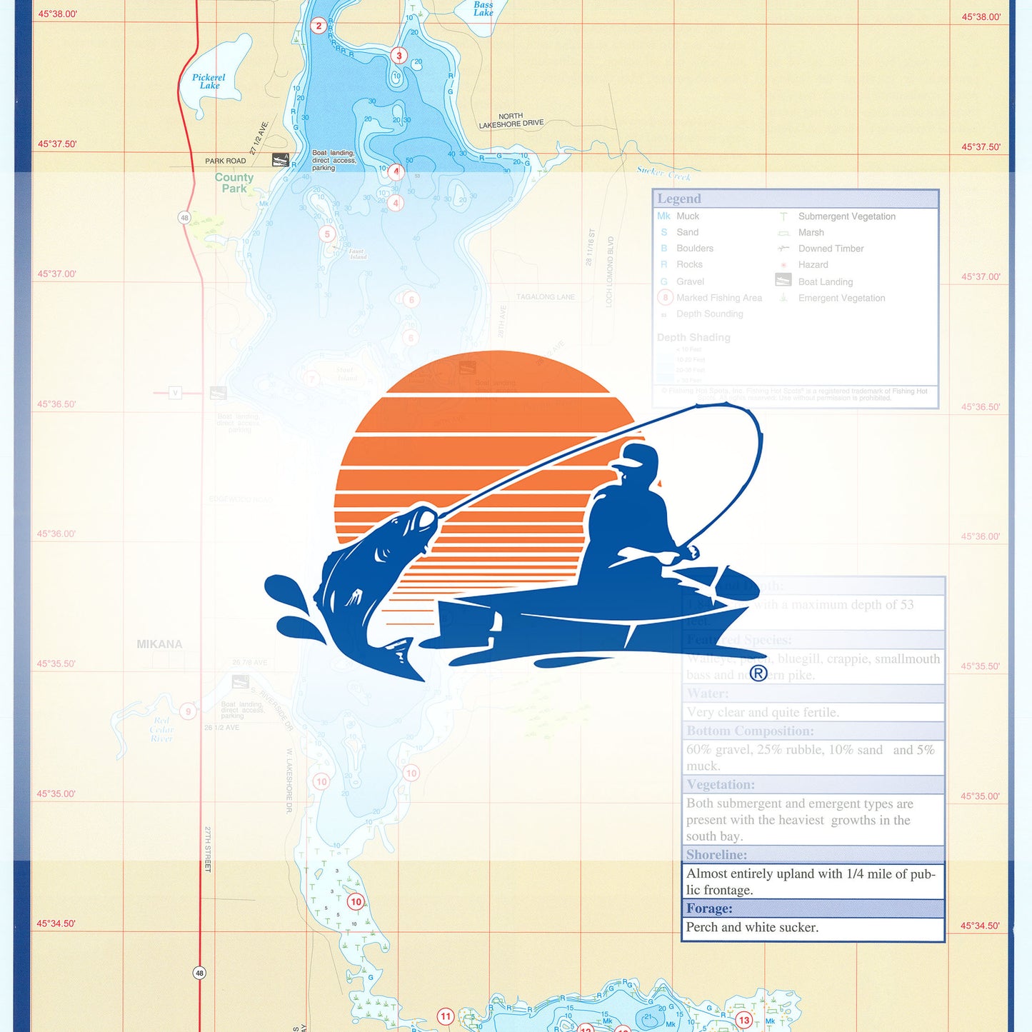 Red Cedar Lake (Barron Co) Fishing Map