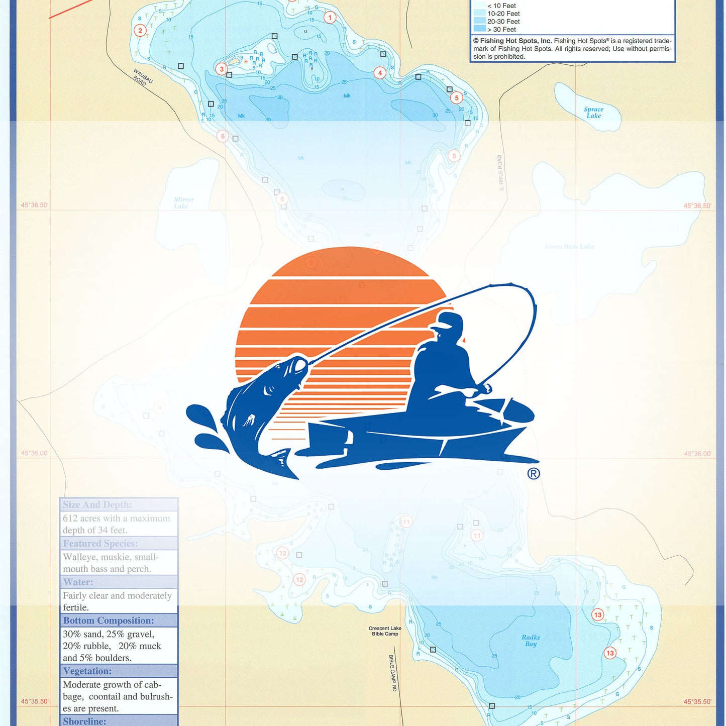 Crescent Lake (Oneida Co) Fishing Map