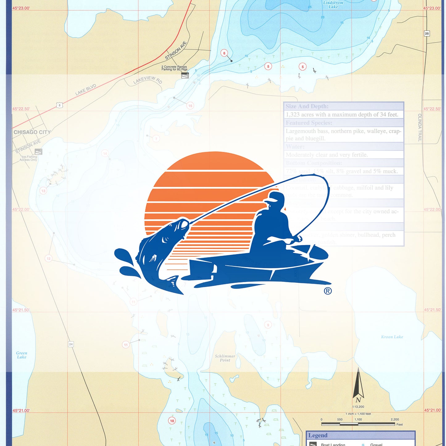 South Lindstrom/Chisago Lakes Chisago Chain fishing map