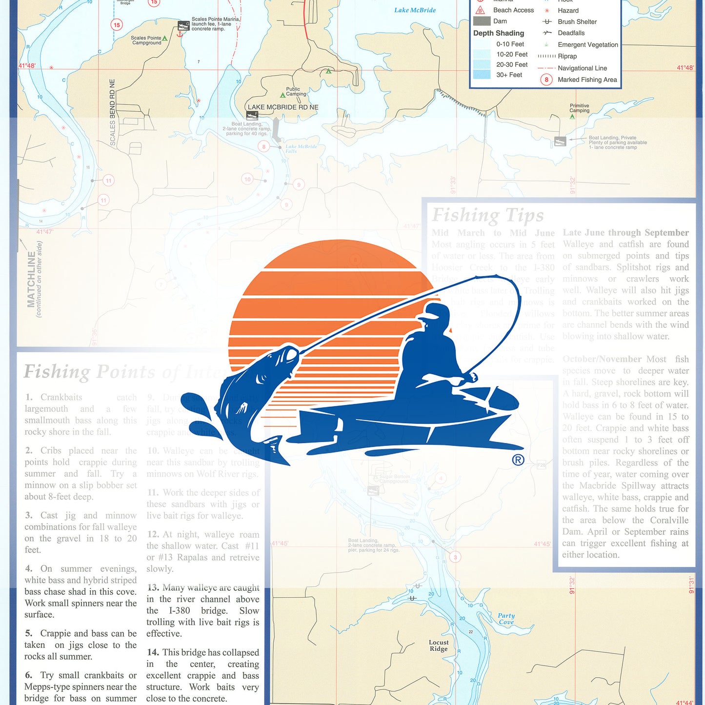 Coralville Reservoir Fishing Map