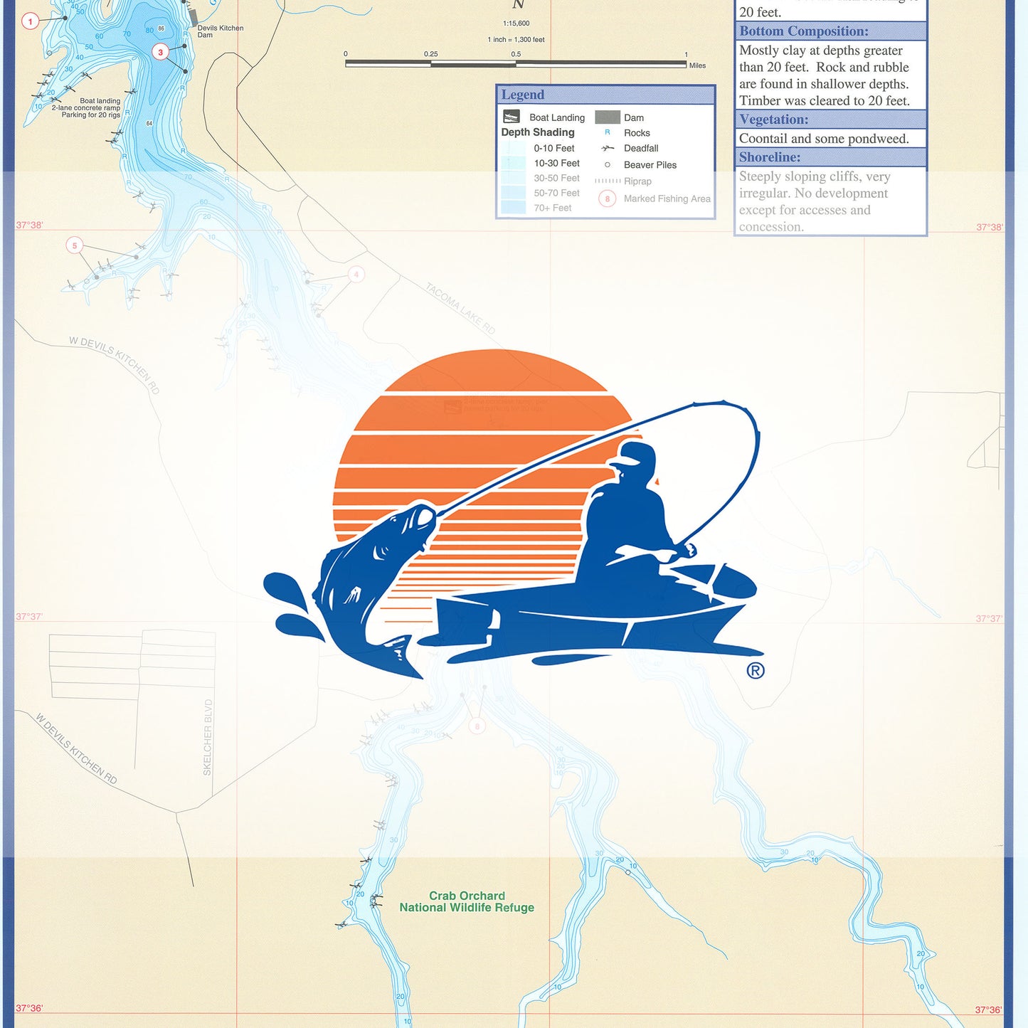 Devils Kitchen Lake Fishing Map
