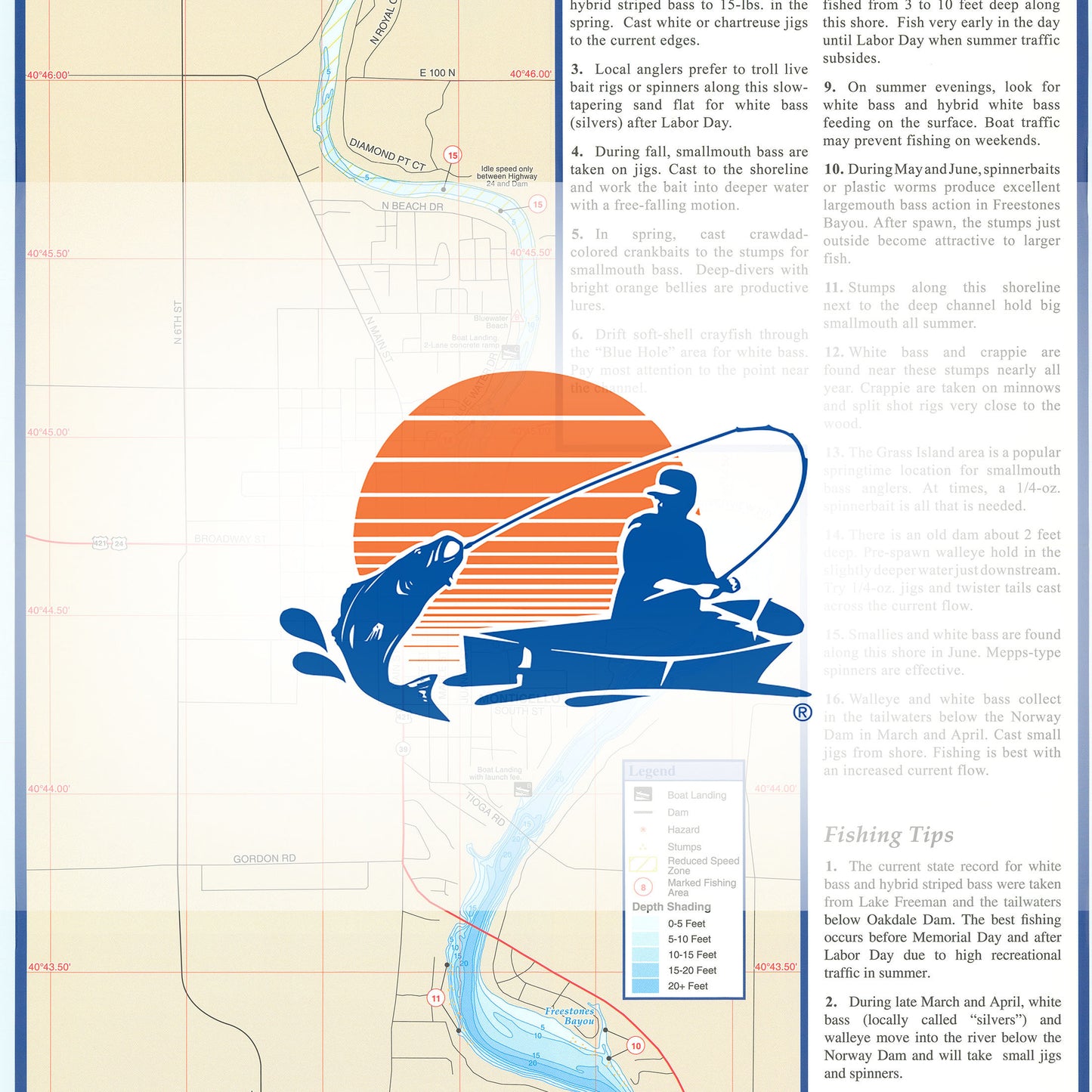 Lake Freeman Fishing Map, Lake