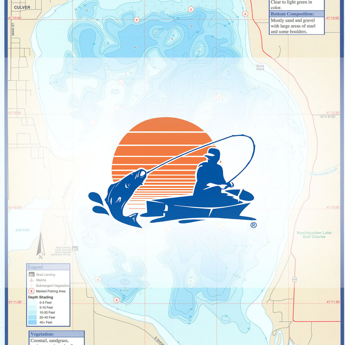 Maxinkuckee Lake Fishing Map